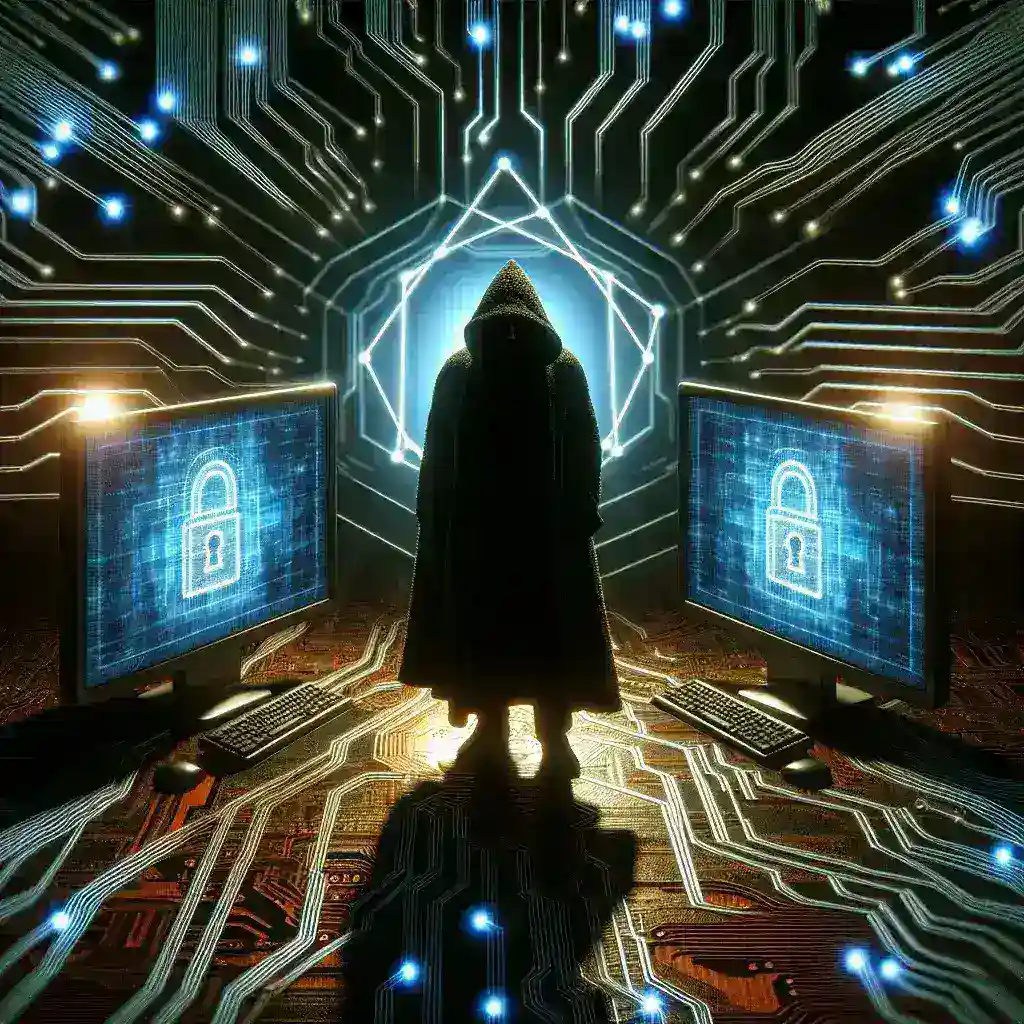 "Illustration of a man-in-the-middle attack diagram showing how hackers intercept communications between two devices, highlighting vulnerable points in network security."